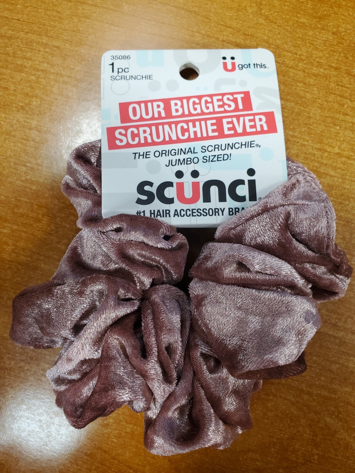 4 Pk: Scunci Biggest Scrunchie Ever #35086 - Velvet Dusty Rose