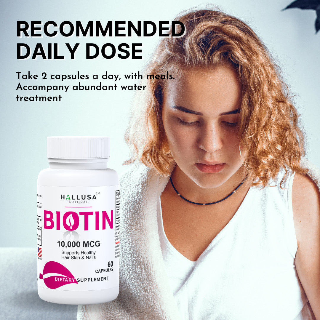 Biotin 10,000 mcg Capsules – Hair Growth & Nail Support, 60 Count