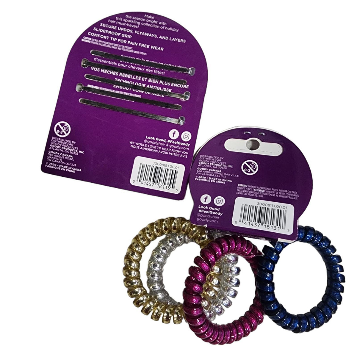 Goody Spiral Jelly Band Hair Tie and Bobby Pin Lot
