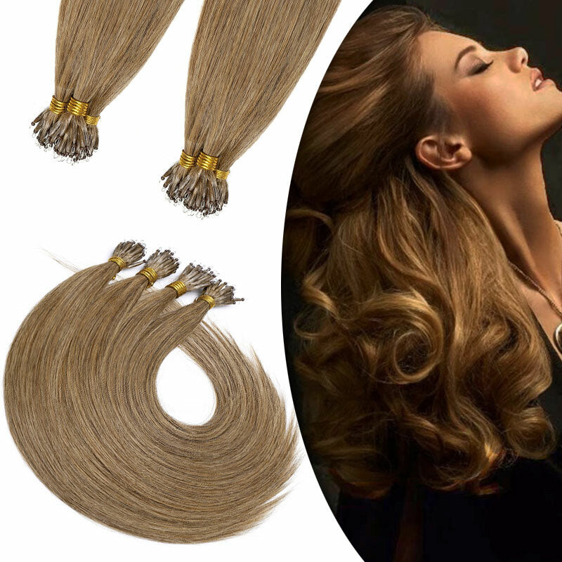 Nano Loop Human Hair Extensions Micro Beads Thick Real Remy Hair 16-22in