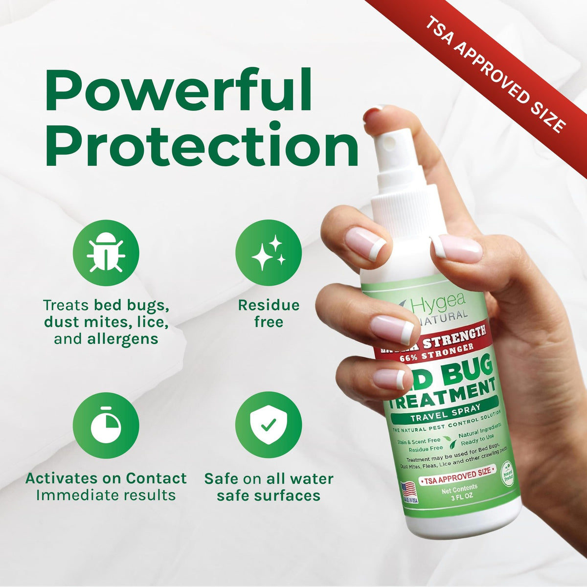 Natural Bed Bug Spray - Extra Strength, Odorless, Child & Pet Safe, 3 fl oz (Pack of 3)