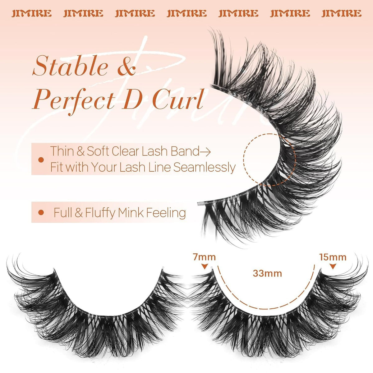 D-Curl Cat Eye False Lashes 15MM Fluffy Mink Eyelashes - Cruelty-Free