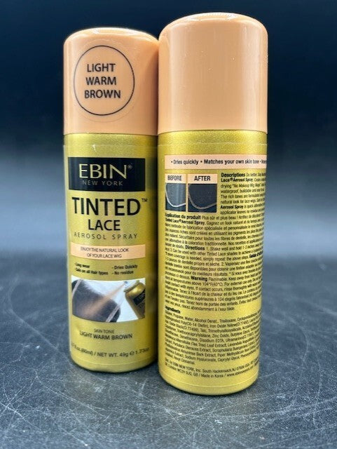 Lot of 2 Tinted Lace Hair Spray Light Warm Brown 2.7oz Long Wear