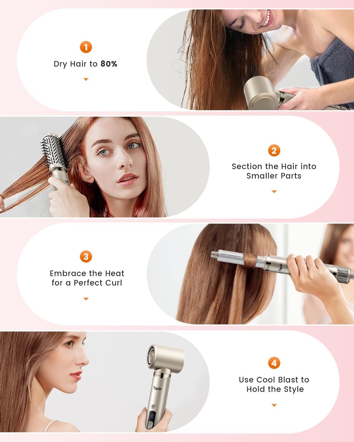 5-in-1 Professional Hair Dryer Brush - Multi-Styler with Auto-Wrap Curling
