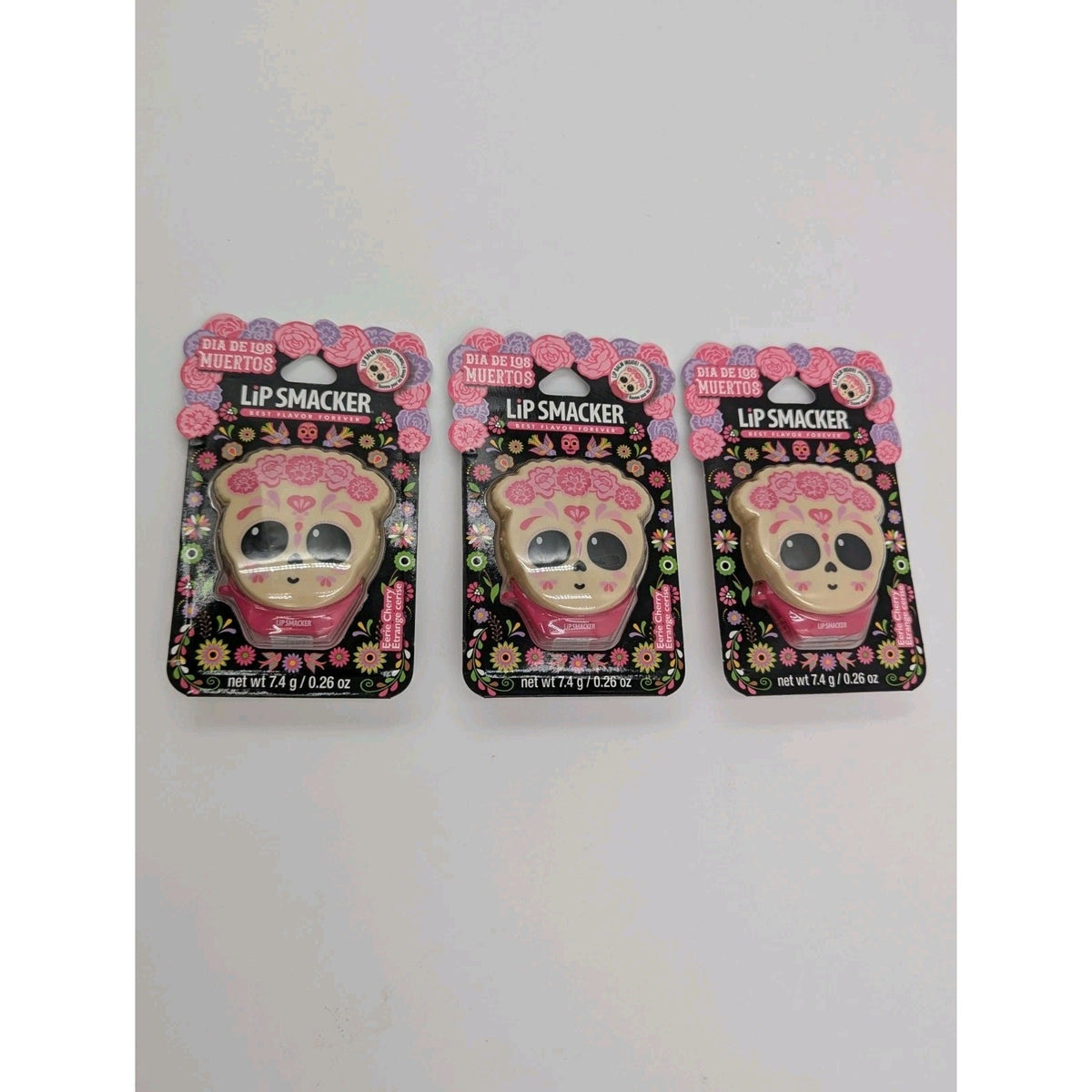 3 Pack Lip Smacker Lip Balm Set - Dia De Los Muertos Eerie Cherry 0.26oz
