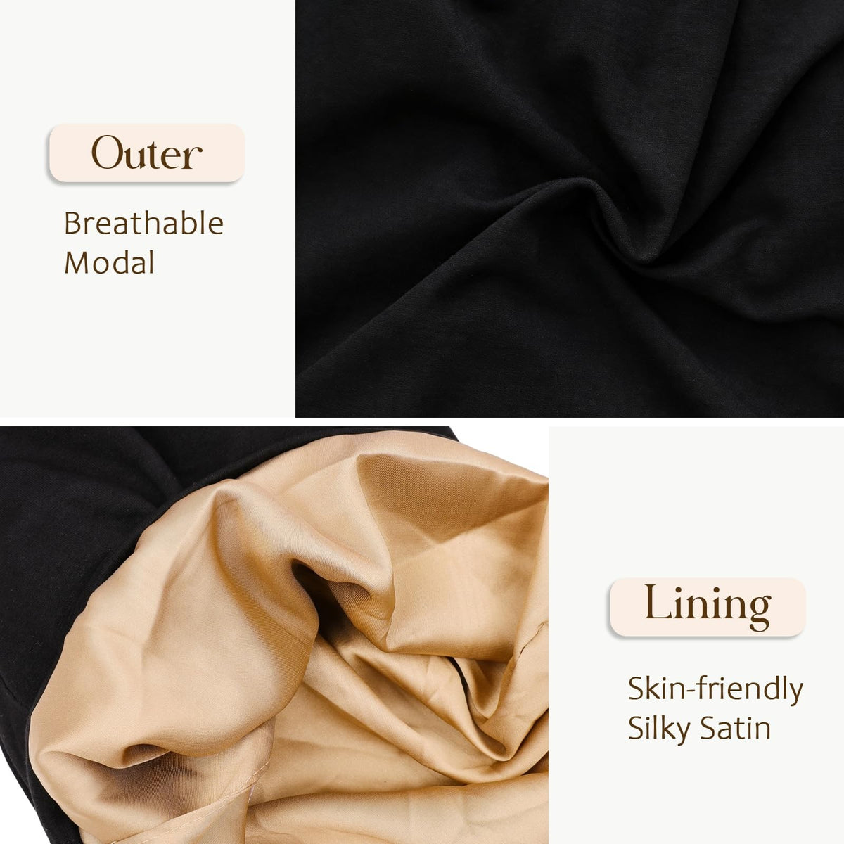 NICPOO Silk Satin Bonnet Hair Wrap for Sleeping, 2 Small-Medium,