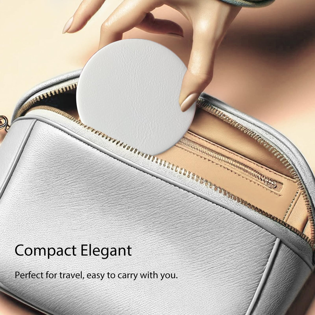 Double-Sided Compact Mirror with PU Leather Cover - 1X/2X Magnification, 2 Pack