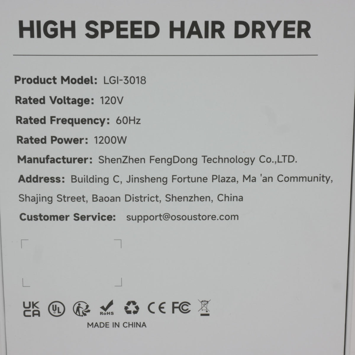 High Speed Hair Dryer 110k RPM Professional Ionic Blow Dryer - White