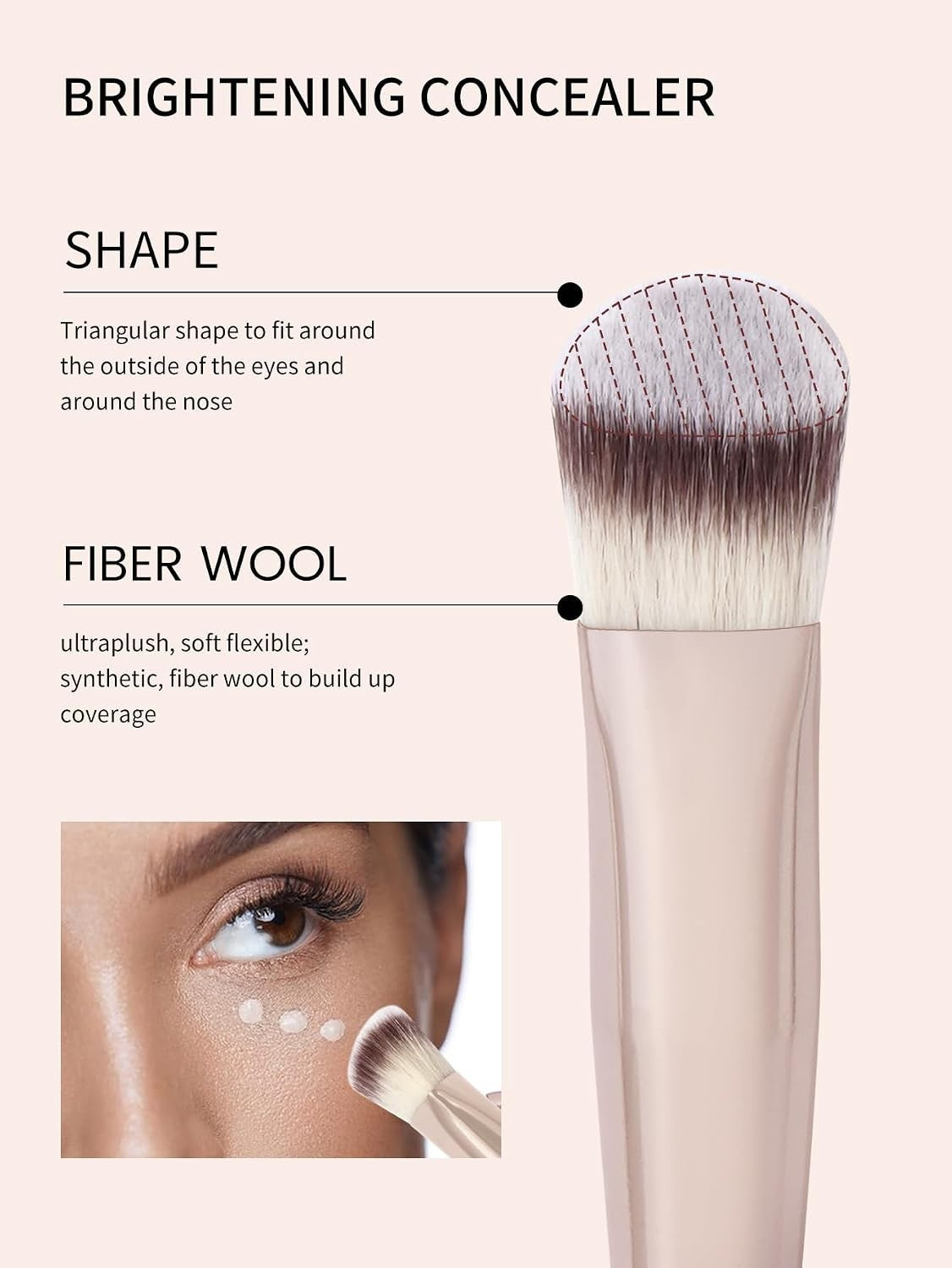4-Piece Makeup Brush Set - Cruelty-Free Foundation, Concealer & Kabuki Brushes