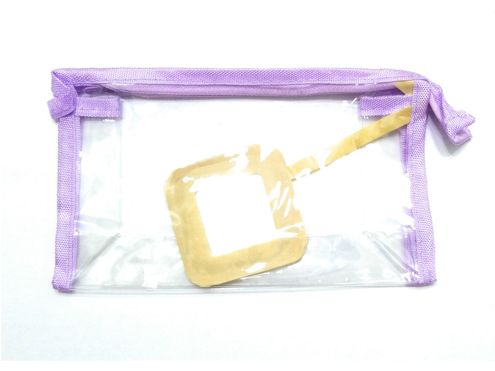 See-Through Zipper Cosmetic Bag with Mirror and Colored Trim - 4.5 x 7.75 in
