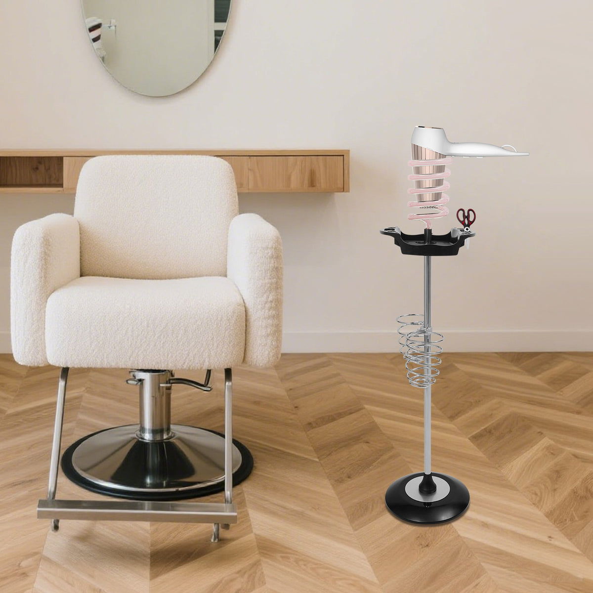 Hair Dryer Stand with Spiral Holders for Salon & Bedroom Storage