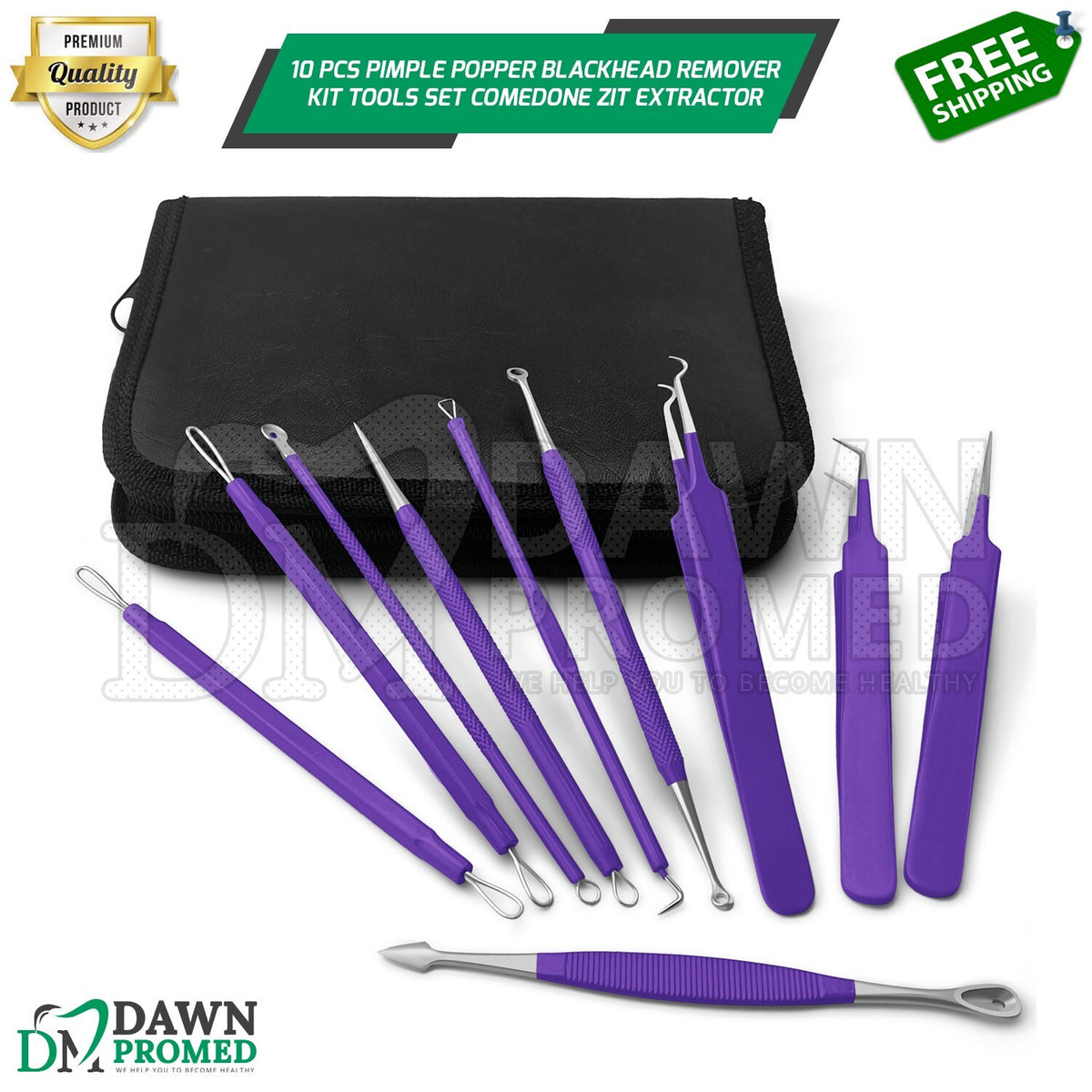 Blackhead Remover Kit - 10 Pcs Comedone Extractor Set for Acne & Blemishes