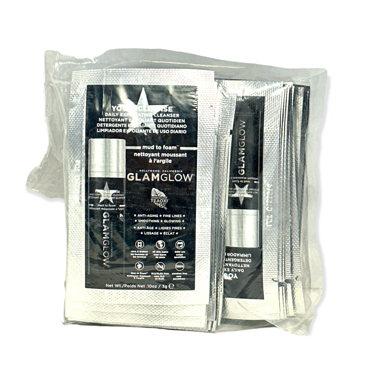 Glamglow Youthcleanse Daily Exfolianting Cleanser .10oz./3g LOT OF 25