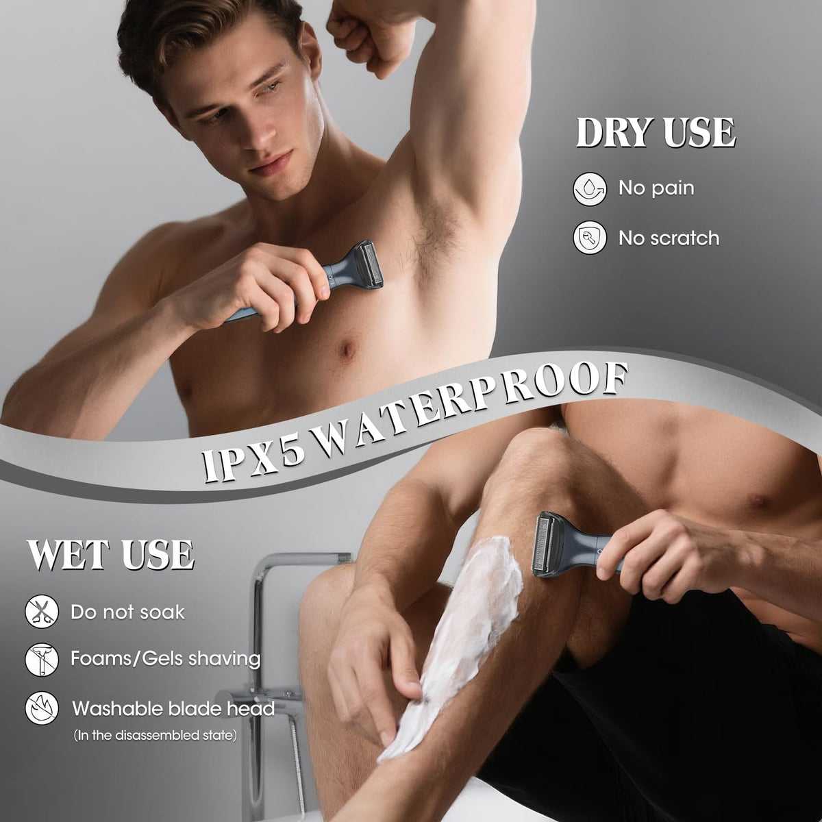 Men's Ball Trimmer for Body & Groin, 6-in-1 Electric Grooming Kit