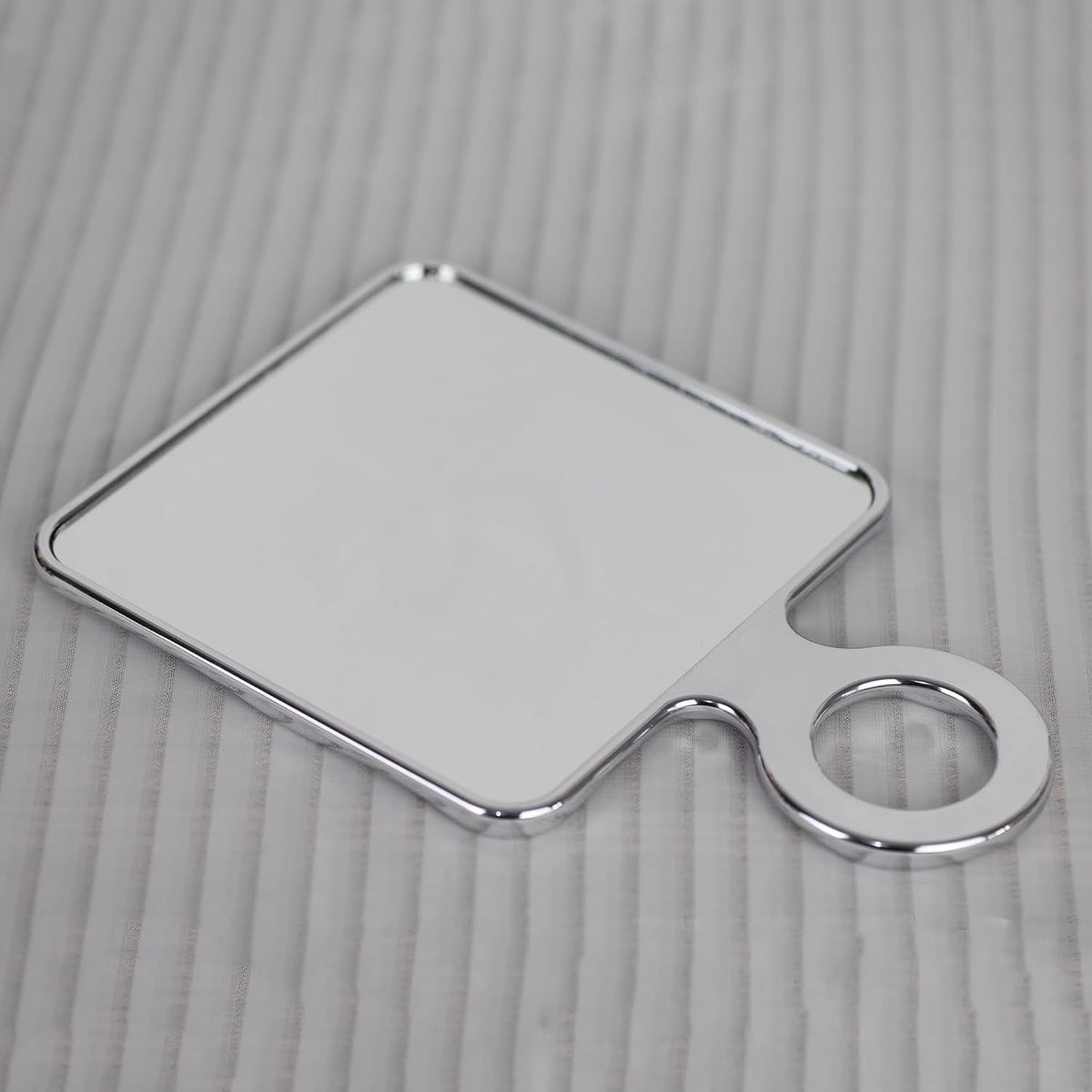 Handheld Mirror with Handle - Silver Electroplated Vanity Grooming Tool 6.5x4 Inches