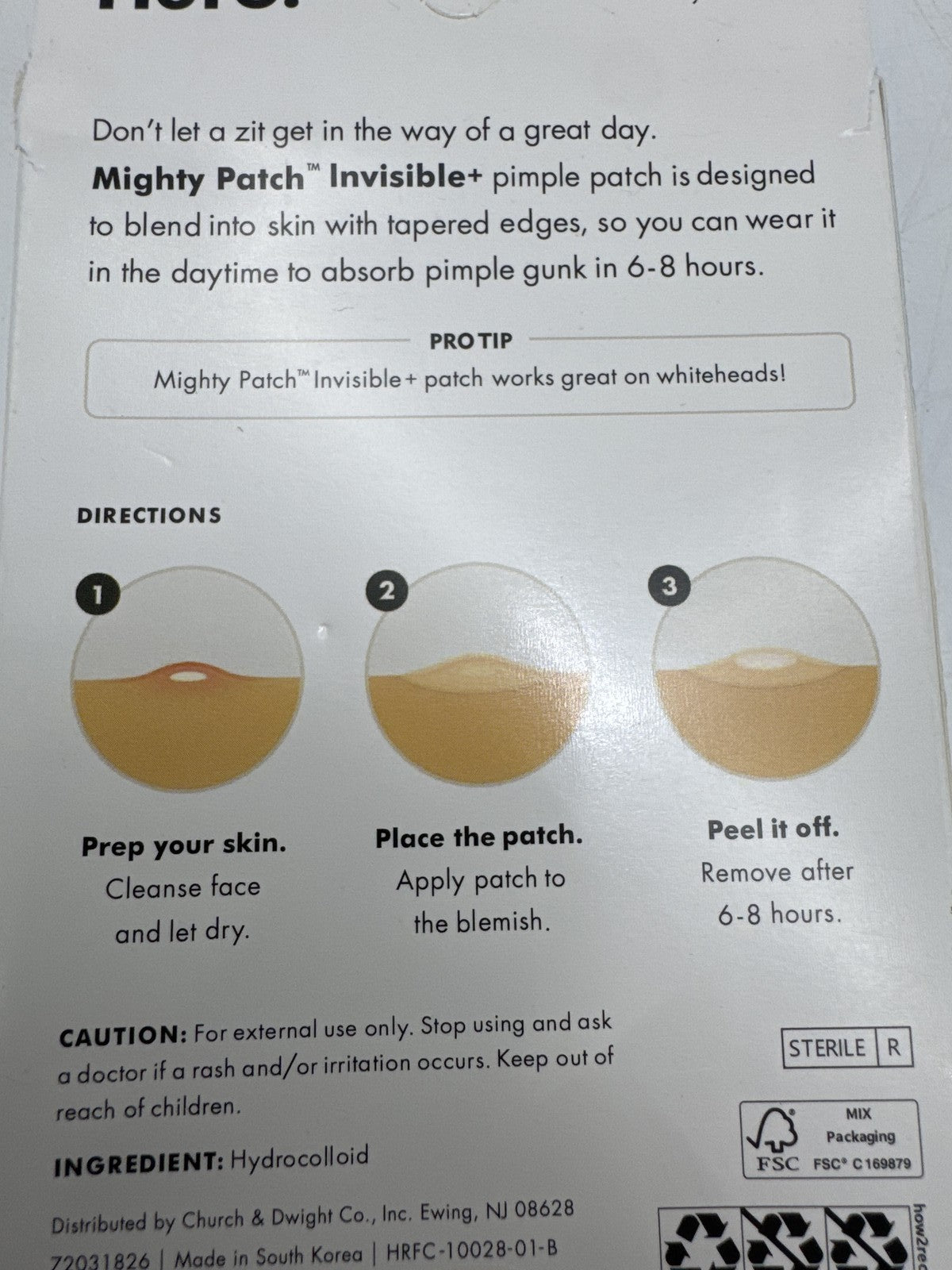 Invisible Acne Patches - Clear Hydrocolloid Daytime Zit Cover 72 Pack