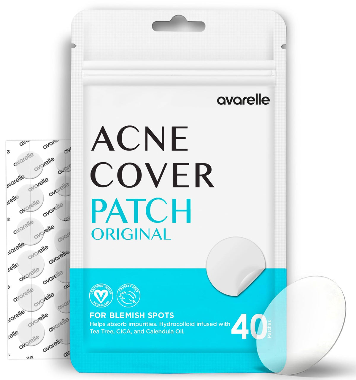 Hydrocolloid Acne Pimple Patches - 40 Count, Clear, All-Natural & Vegan
