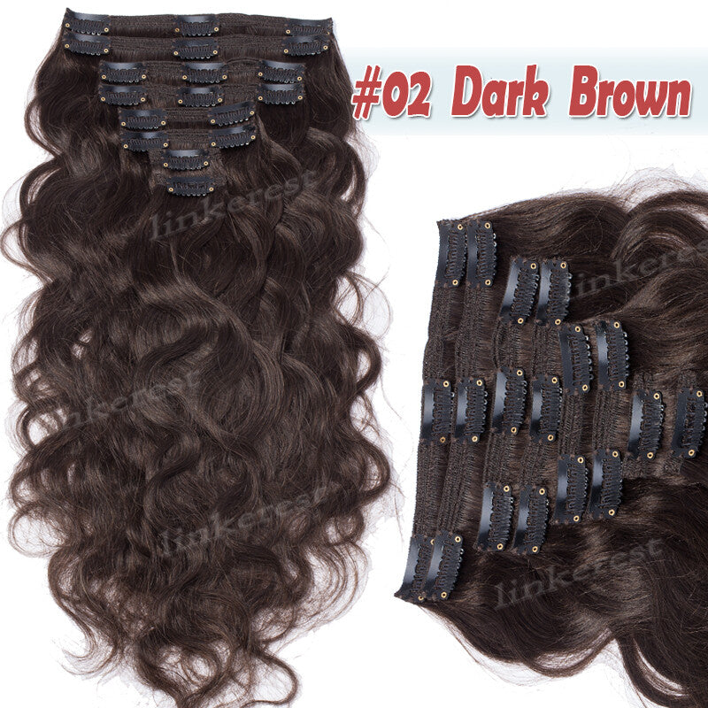 Thick Full Head Clip-In Hair Extensions 100% Human Remy Double Weft 20-22 Inches