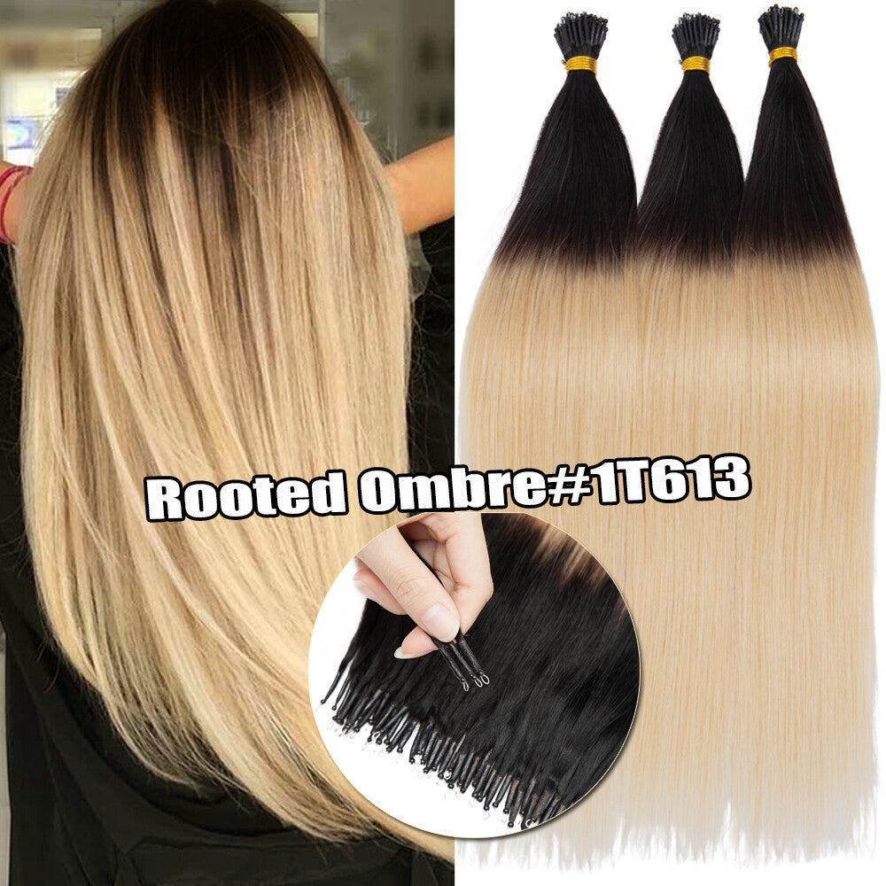 Beads Hair Extensions Nano Bean Remy Micro Loop Link I Tip - Multiple Colors & Lengths