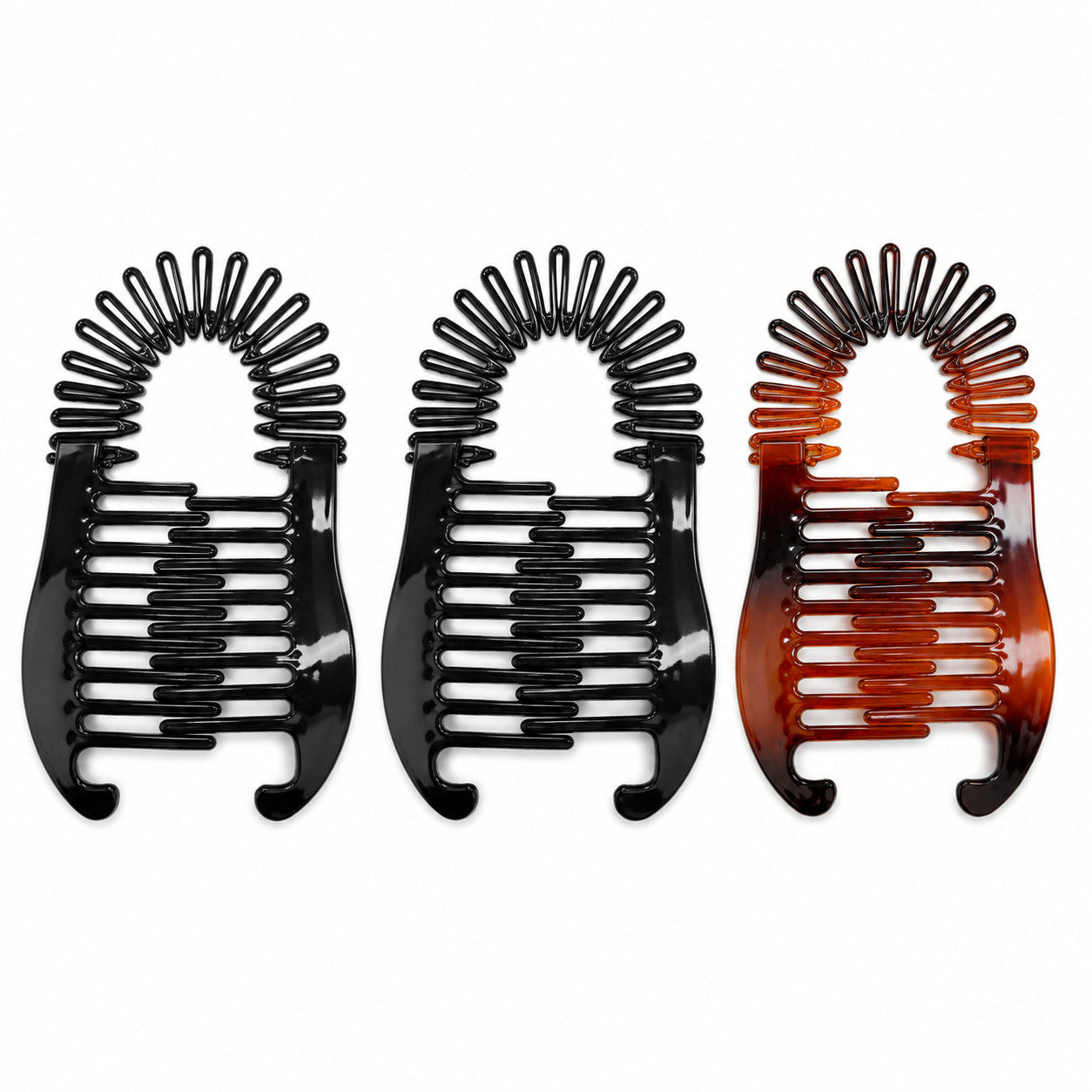 Women’s Colorful Elongated Plastic Banana Clips Hair Comb Set - 3 Pack