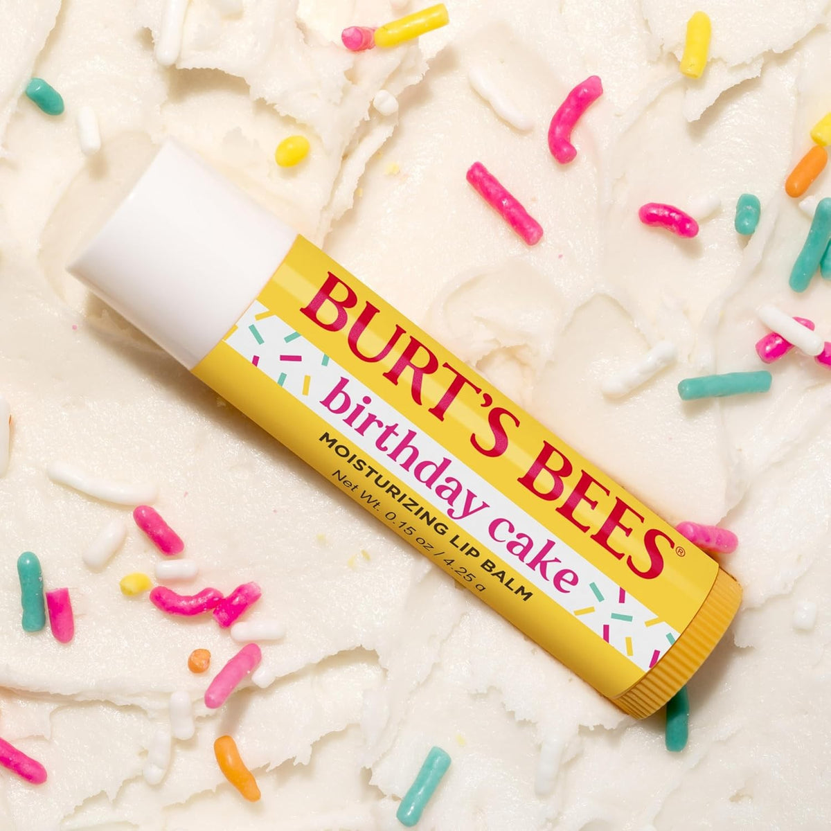 Natural Lip Balm with Tint-Free Moisturizer - Birthday Cake Flavor, 1 Tube