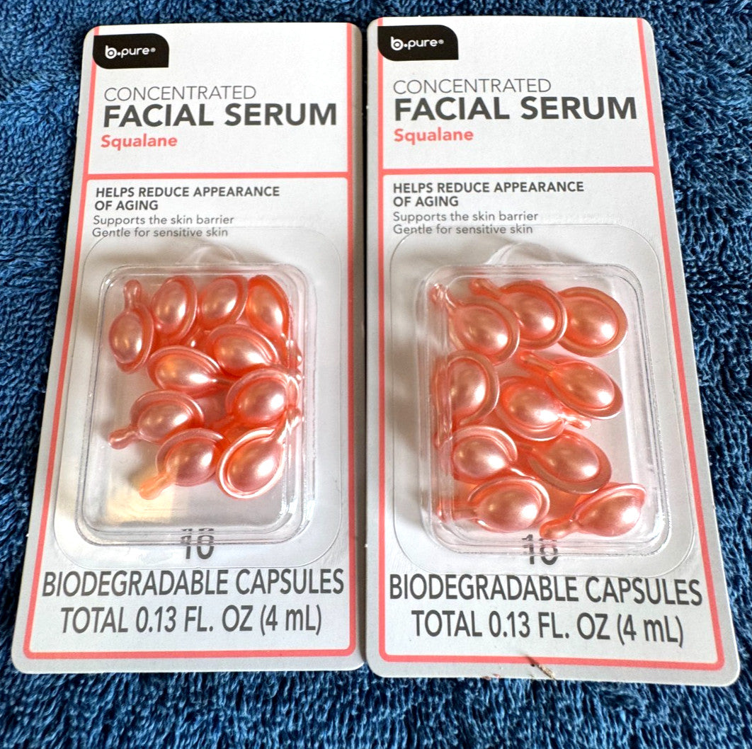 Squalane Facial Serum Capsules for Sensitive Skin - 2 Pack, Anti-Aging & Skin Barrier Support