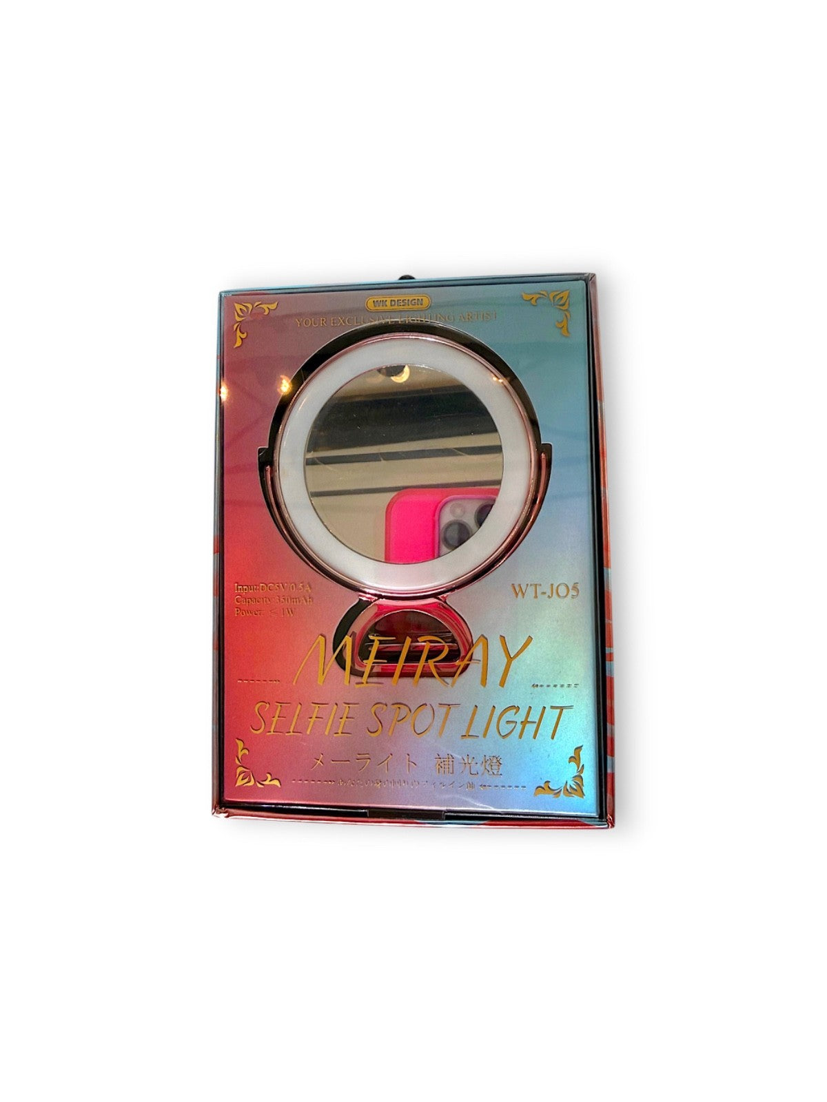 Rechargeable LED Makeup Mirror with Selfie Light & Stand - Compact Travel Mirror