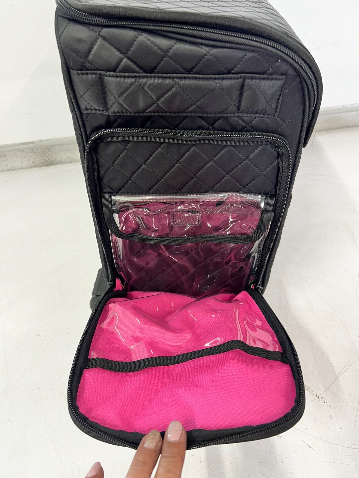 Rolling Makeup Train Case with Wheels & Large Capacity - Portable Cosmetic Organizer