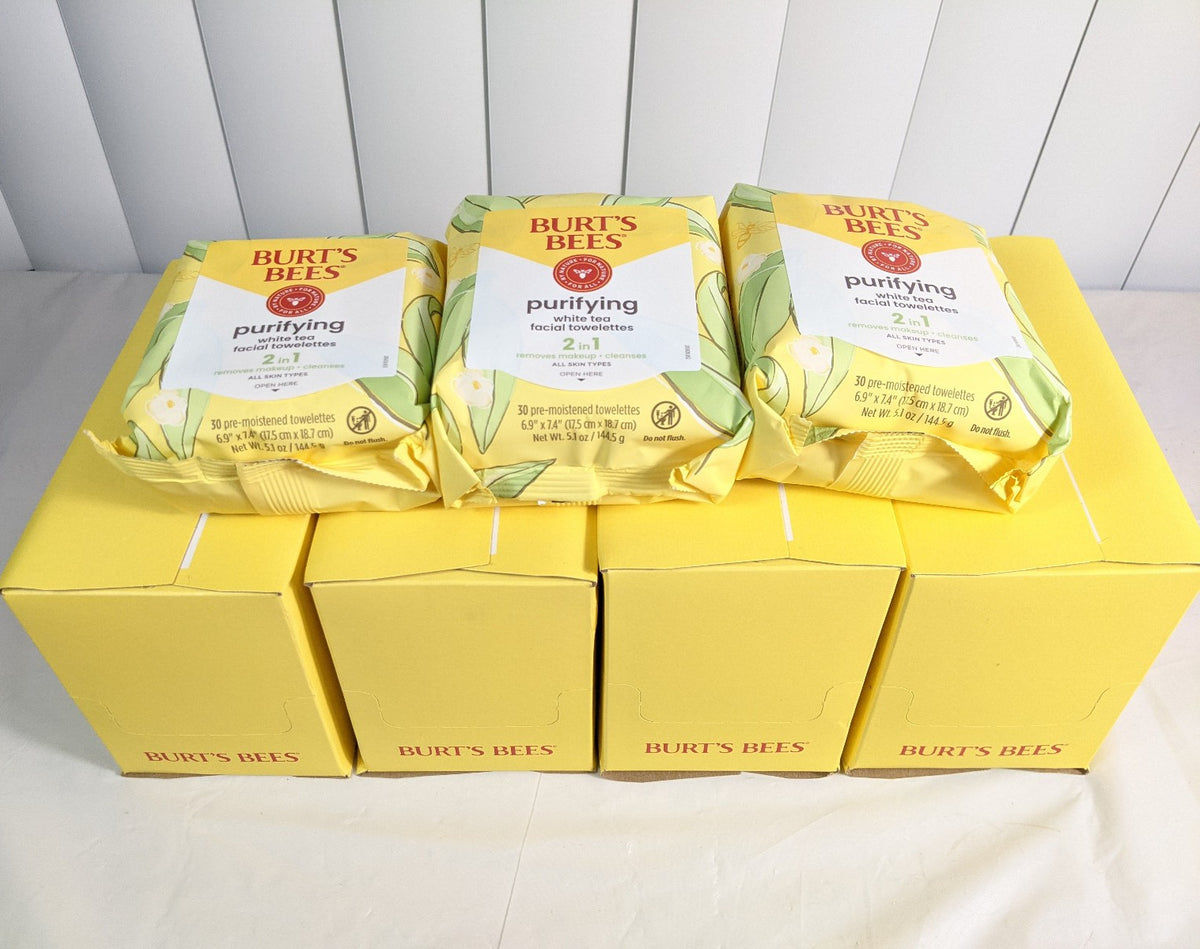 Burt's Bees Facial Cleansing Towelettes White Tea Wholesale Case of 4 Boxes