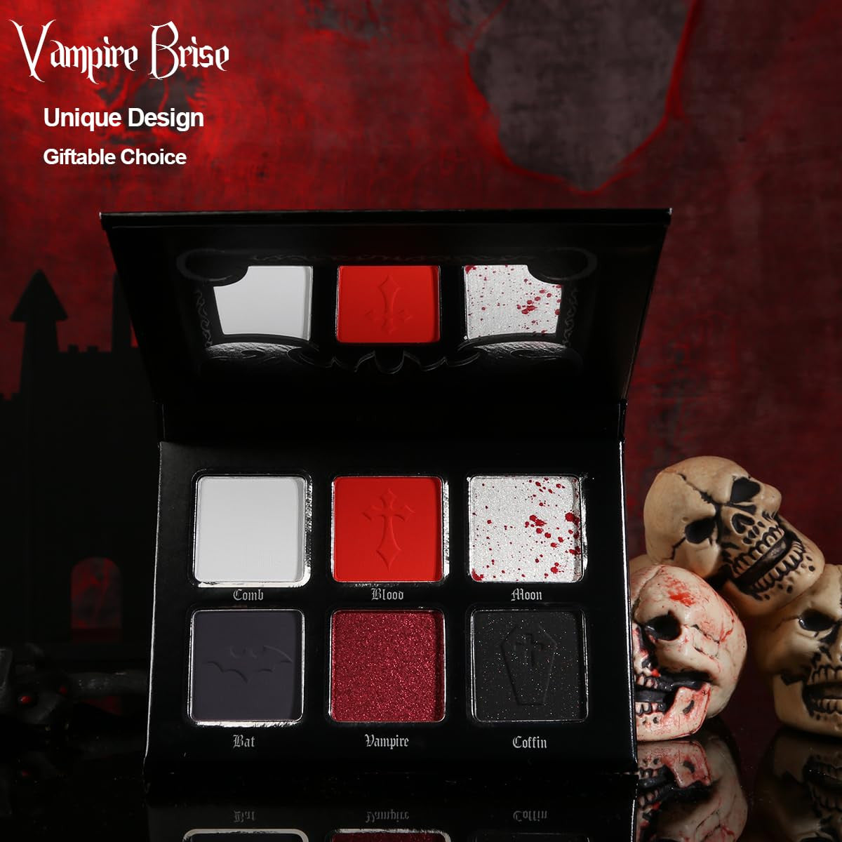 Goth Eyeshadow Palette Vampire Blood Red & Black Smoky Makeup