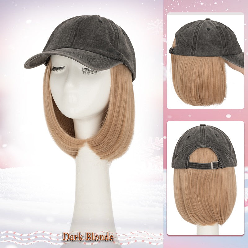 Unisex Wavy Long Hair Beret Cap with Synthetic Hair - Casual Hat Wig