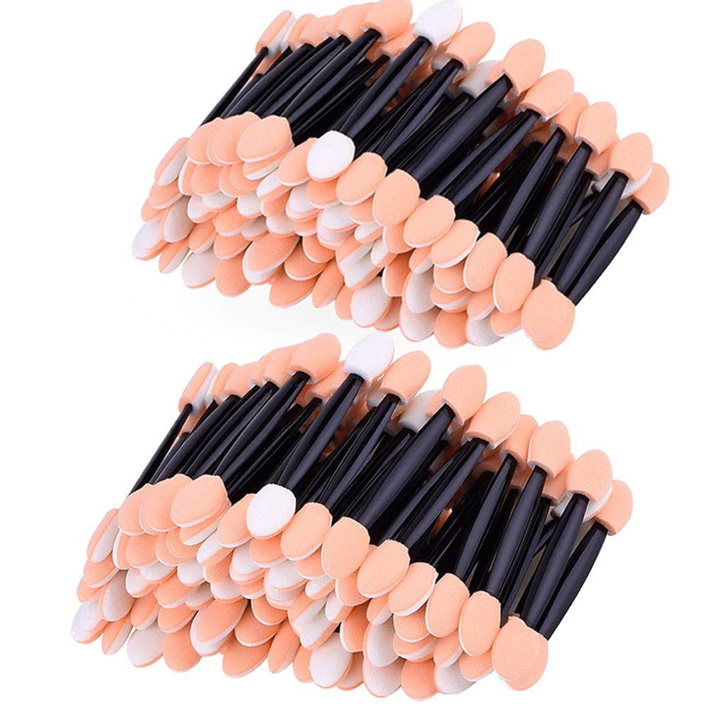Disposable Eyeshadow Makeup Brushes Set - 200 Soft Sponge-Tipped Dual-Side Applicators