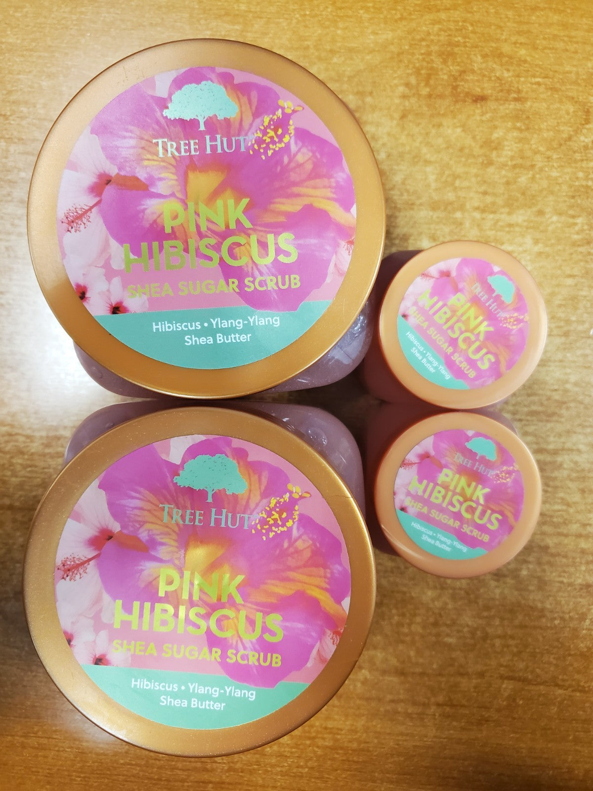 4 Pk: Tree Hut *Pink Hibiscus* Shea Sugar Body Scrub 18oz & 3.4oz