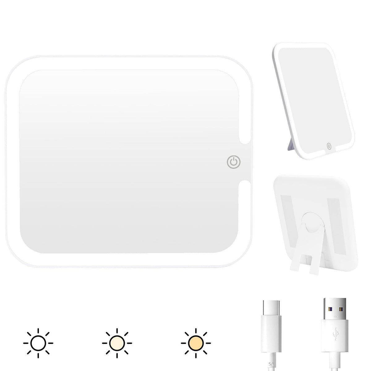 Makeup Mirror with Lights - Rechargeable LED Vanity Mirror for Makeup Bag, 3 Color Modes
