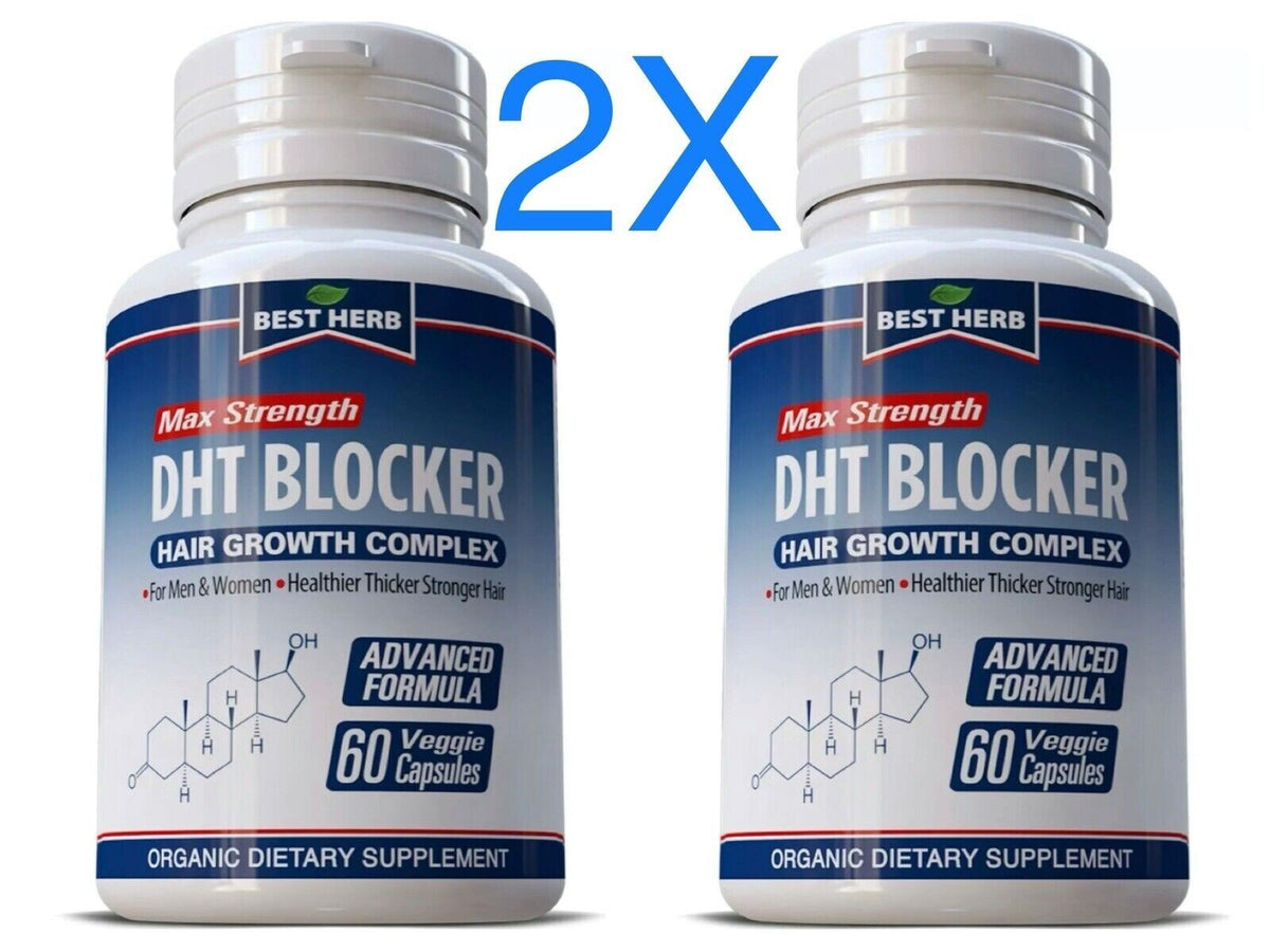 Natural DHT Blocker Hair Loss Prevention - 120 Capsules (2 Bottles)