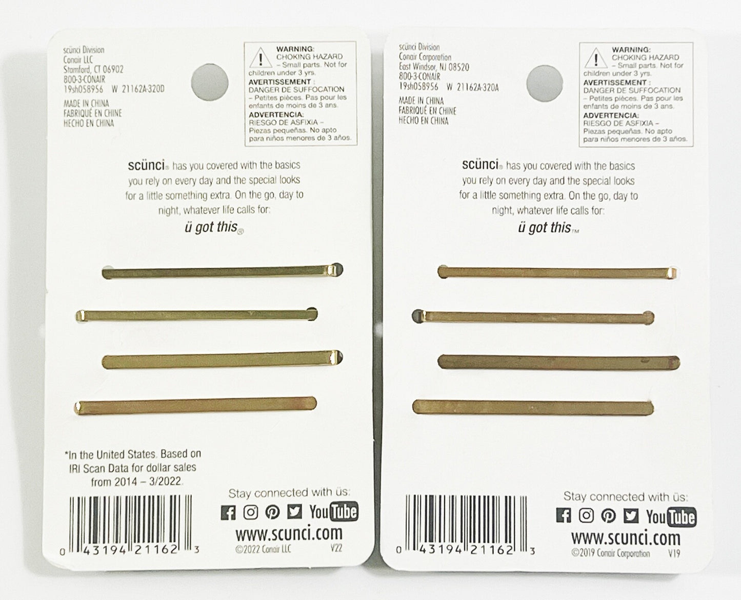 Set of 2 Assorted Bobby Pins - U Got This Hair Accessories 4 Pack