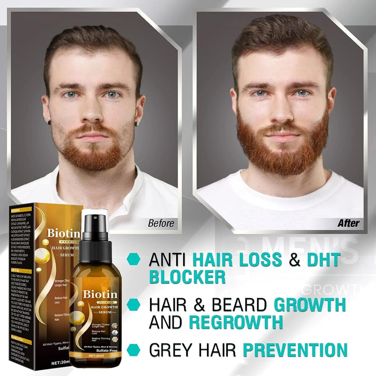 Biotin Hair Growth Serum, Spray, Ginseng Root Extract, Ginger