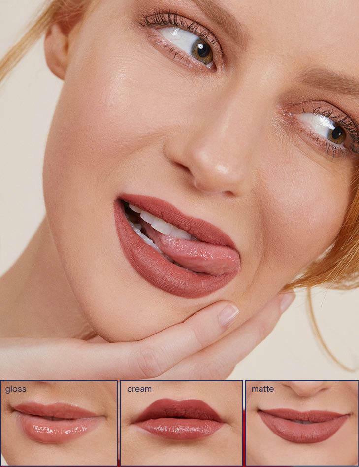 Multimood Lip Trio Set - Gloss, Cream & Matte Finishes, Vegan & Cruelty-Free