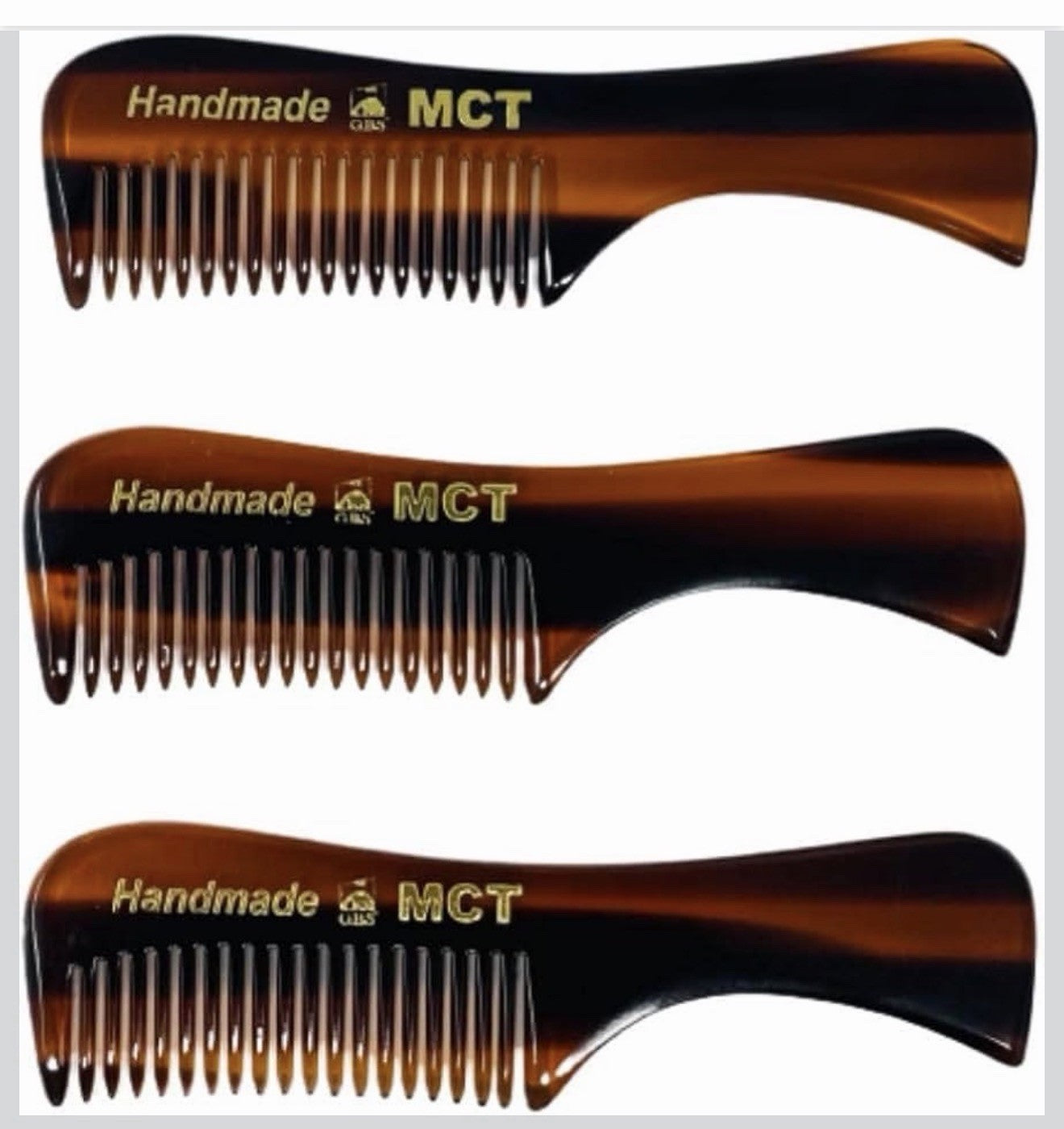 Men's Travel Mini Tortoise Shell Mustache Beard Eyebrow Comb Set - 3 Pack