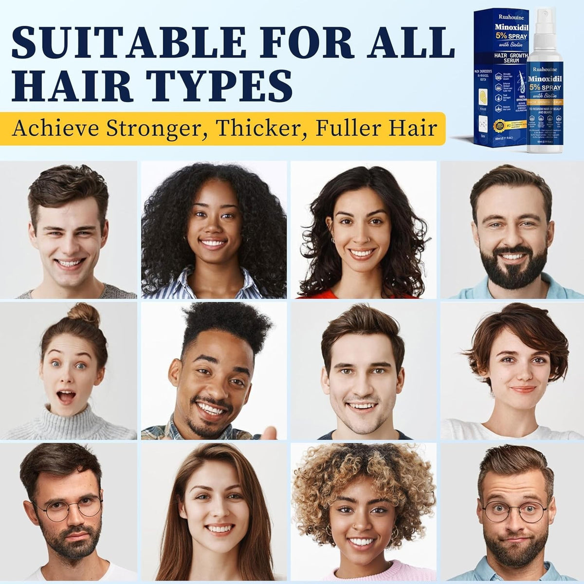 Hair Regrowth Treatment Spray with 5% Minoxidil – Strengthens &