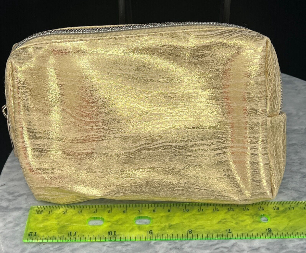 Gold Makeup Bag Set - Travel Cosmetic Pouches for Beauty Storage - Lot of 2