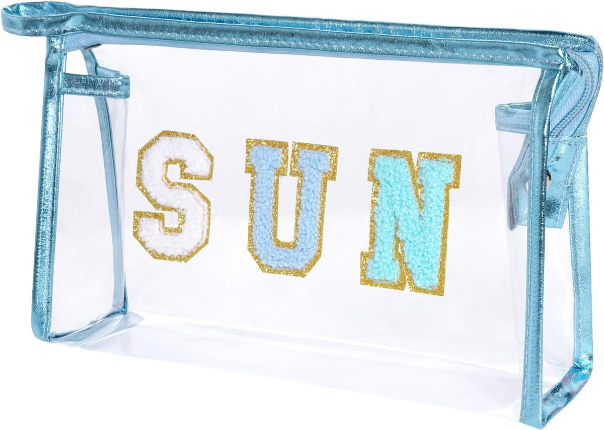 Clear Makeup Bag with Zipper for Travel and Beach - Water-Resistant Pouch