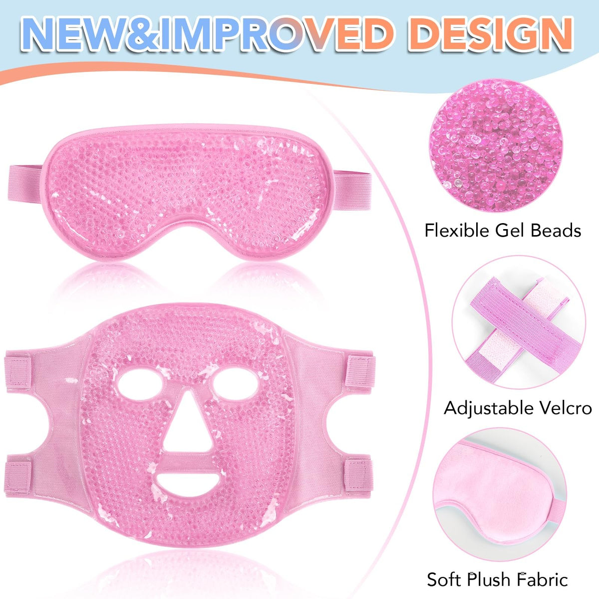 Cooling Gel Eye Mask for Puffy Eyes & Migraines - Reusable Hot & Cold Compress