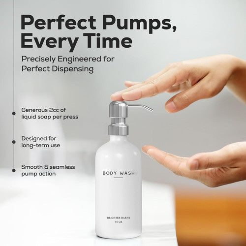 White Shampoo and Conditioner Dispenser Set by Brighter Barns - Shower