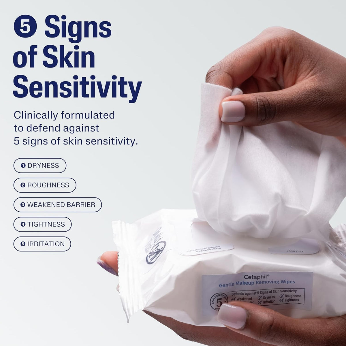 Gentle Makeup Remover Wipes for Sensitive Skin - Fragrance Free, 25 Count