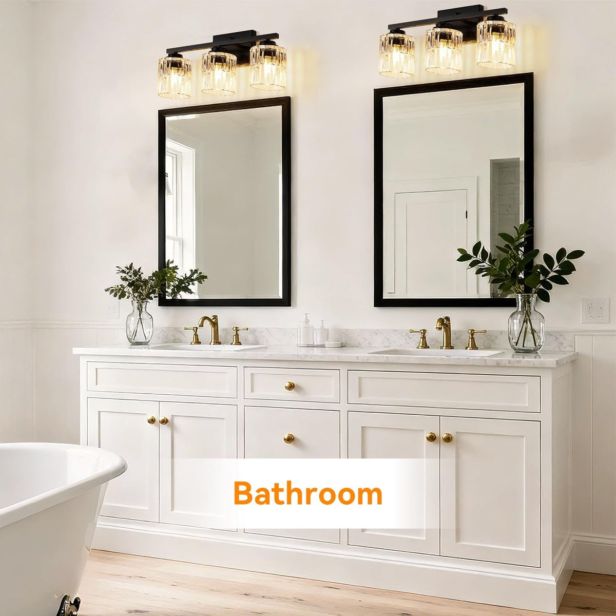 Modern 3-Light Bathroom Vanity Light Fixture, Brushed Black Wall Sconce