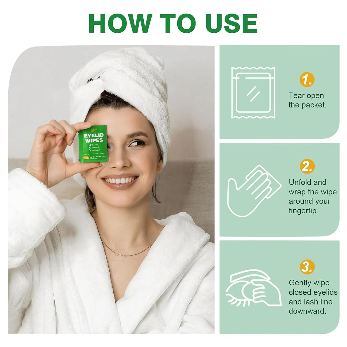 Tea Tree Oil Eye Lid Cleaning Wipes for Sensitive Skin - 60 Pack