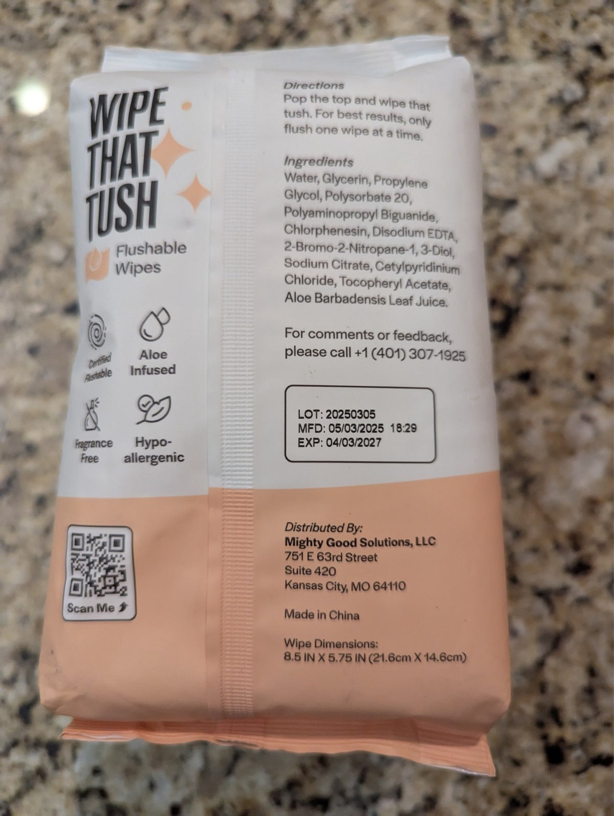 Flushable Wipes 3 Pack - 50 Count Personal Hygiene Wipes for Tush