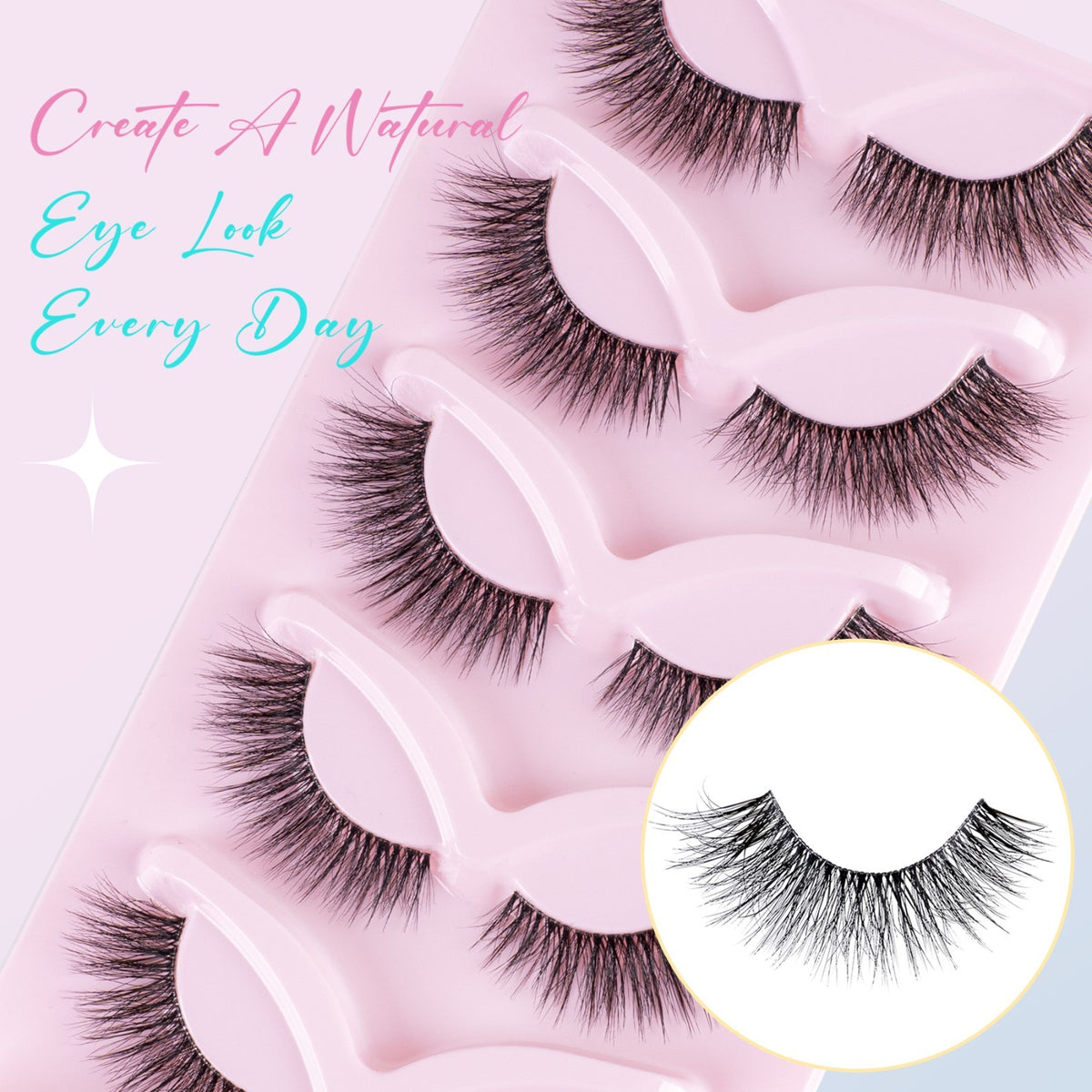 False Eyelashes 10 Pairs Natural Cat Eye Wispy 3D Reusable Cruelty-Free