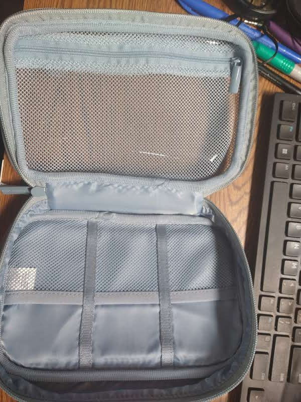 Sky Blue Tech Organizer with Mesh Front for Travel Cords & Cosmetics